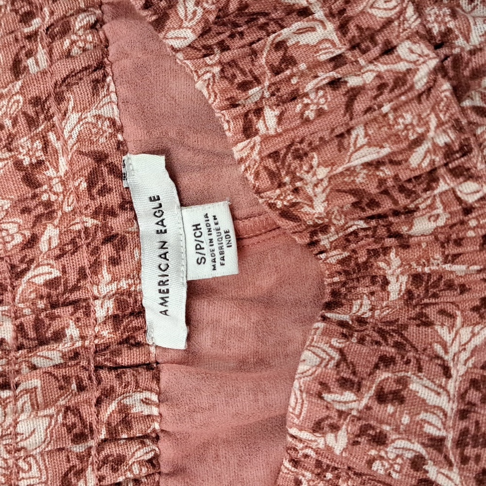 American Eagle cotton linen pull on a line skater mini skirt floral print szS - Picture 5 of 10